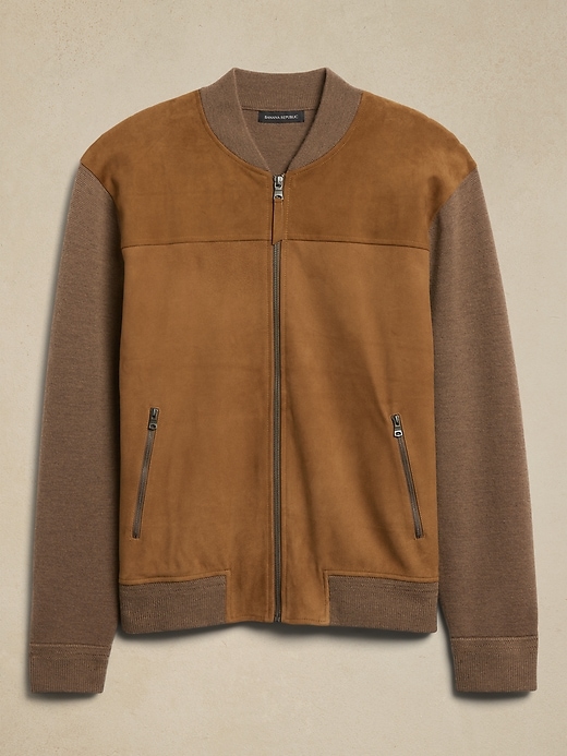 Image number 4 showing, Merino + Suede Bomber