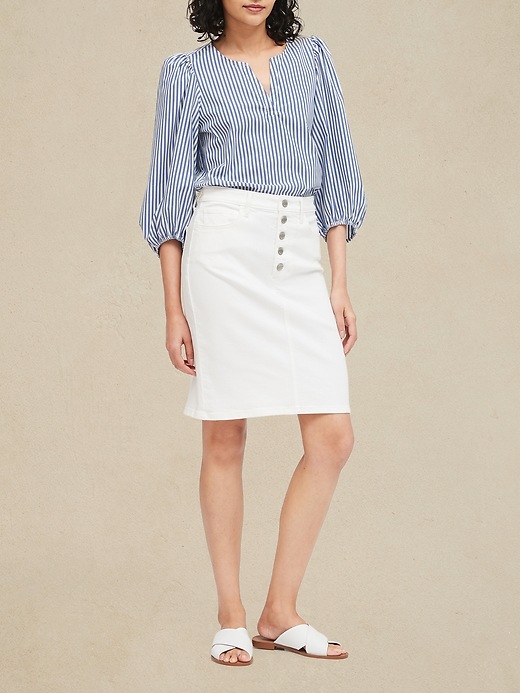 Pencil Skirt White Denim Skirt With Buttons Denim Skirt White