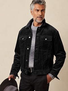 Banana Republic Men's Corduroy Trucker Jacket Black Tall Size XXL