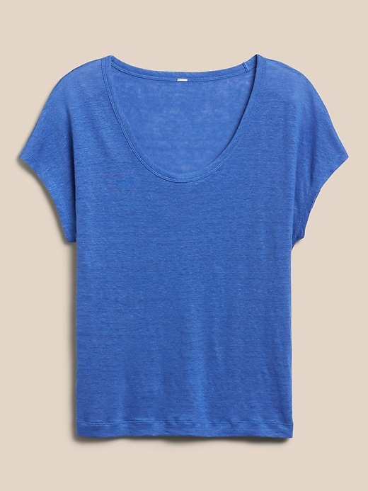 Image number 4 showing, Linen Scoop-Neck T-Shirt