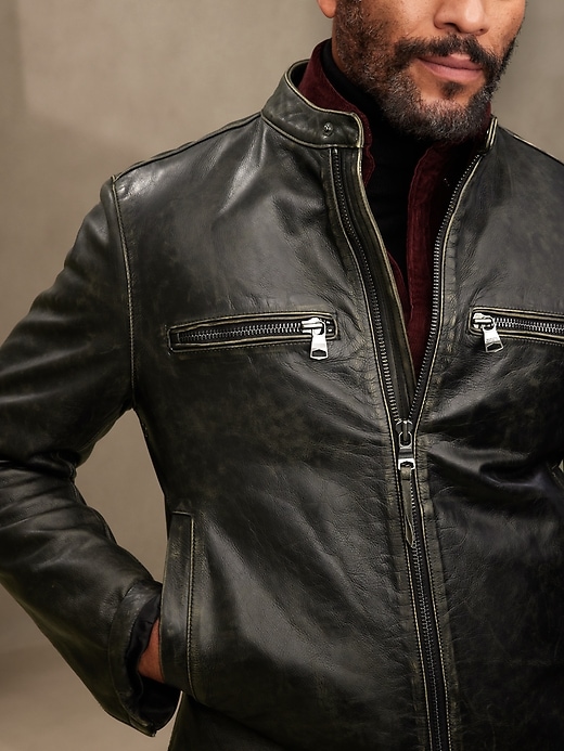 Image number 3 showing, Leather Biker Jacket