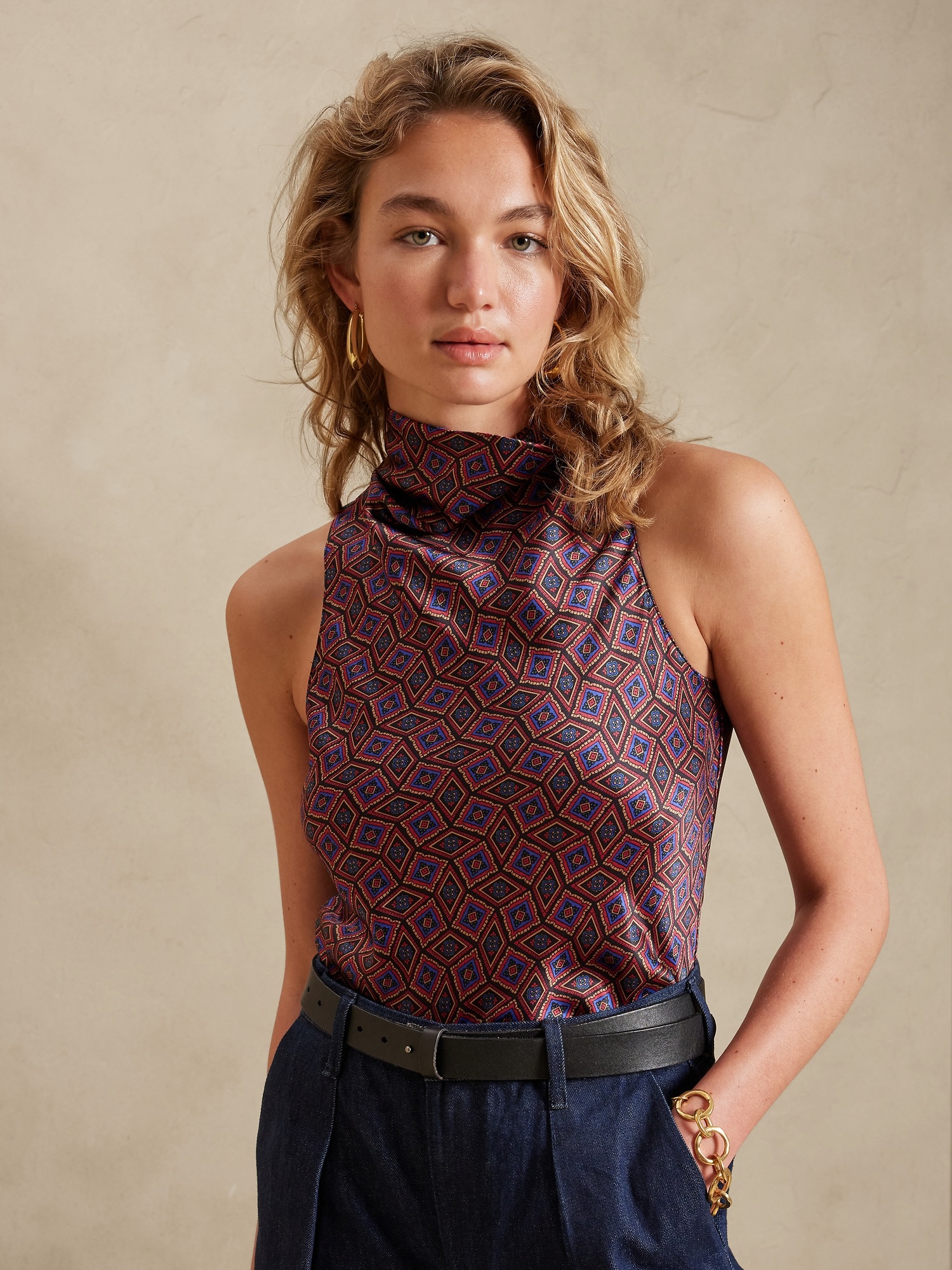 Petite Eclipse Silk Top Banana Republic