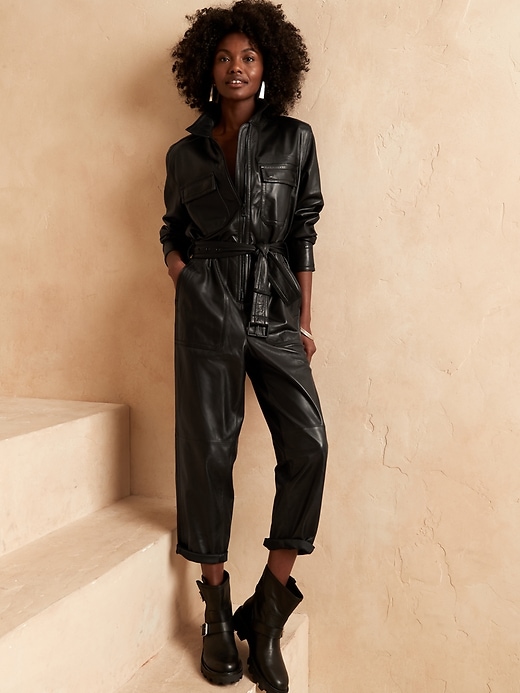 Image number 1 showing, Leather Jumpsuit