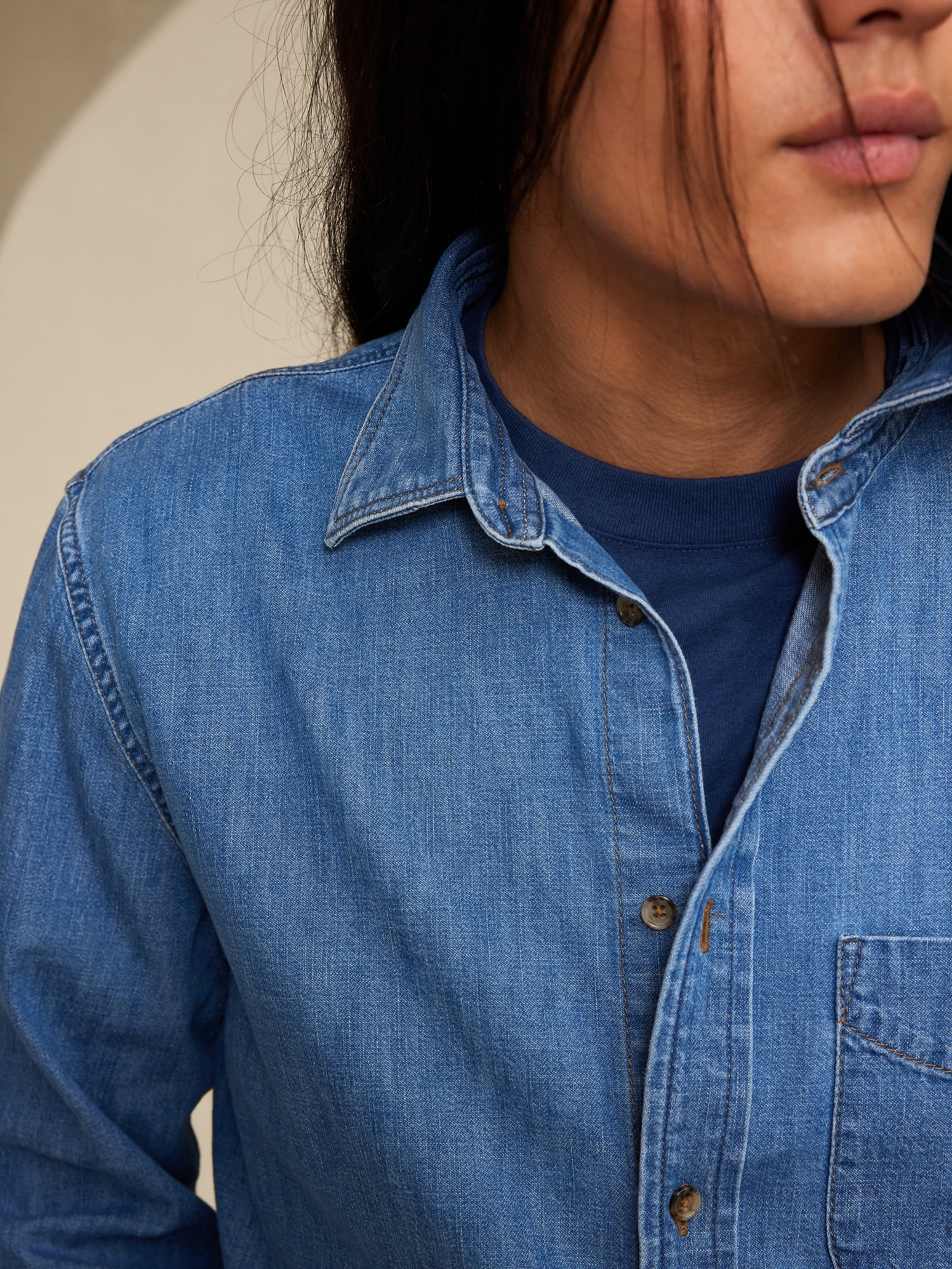 BANANA REPUBLIC Womens Pullover Denim Shirt UK 6 XS Blue Cotton | Vintage &  Second-Hand Clothing Online | Thrift Shop