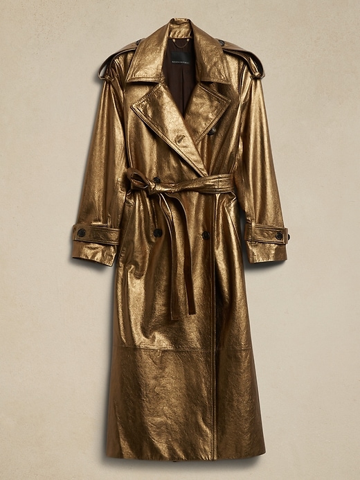 Image number 4 showing, Luce Leather Trench Coat