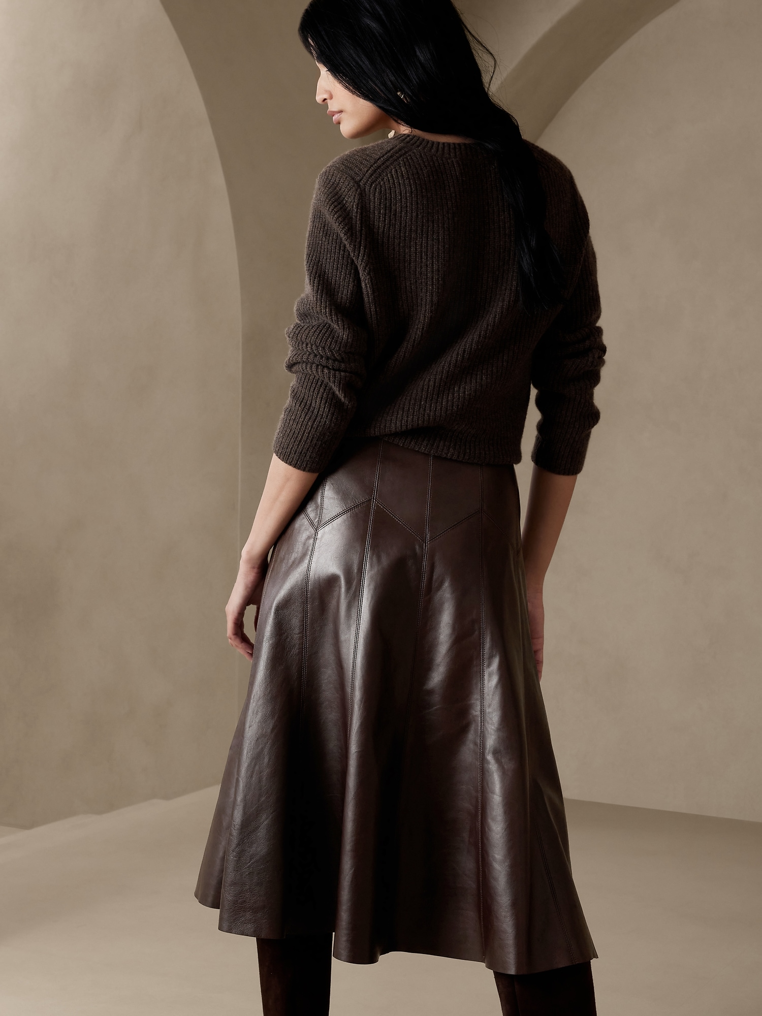Rivina Leather Midi Skirt | Banana Republic