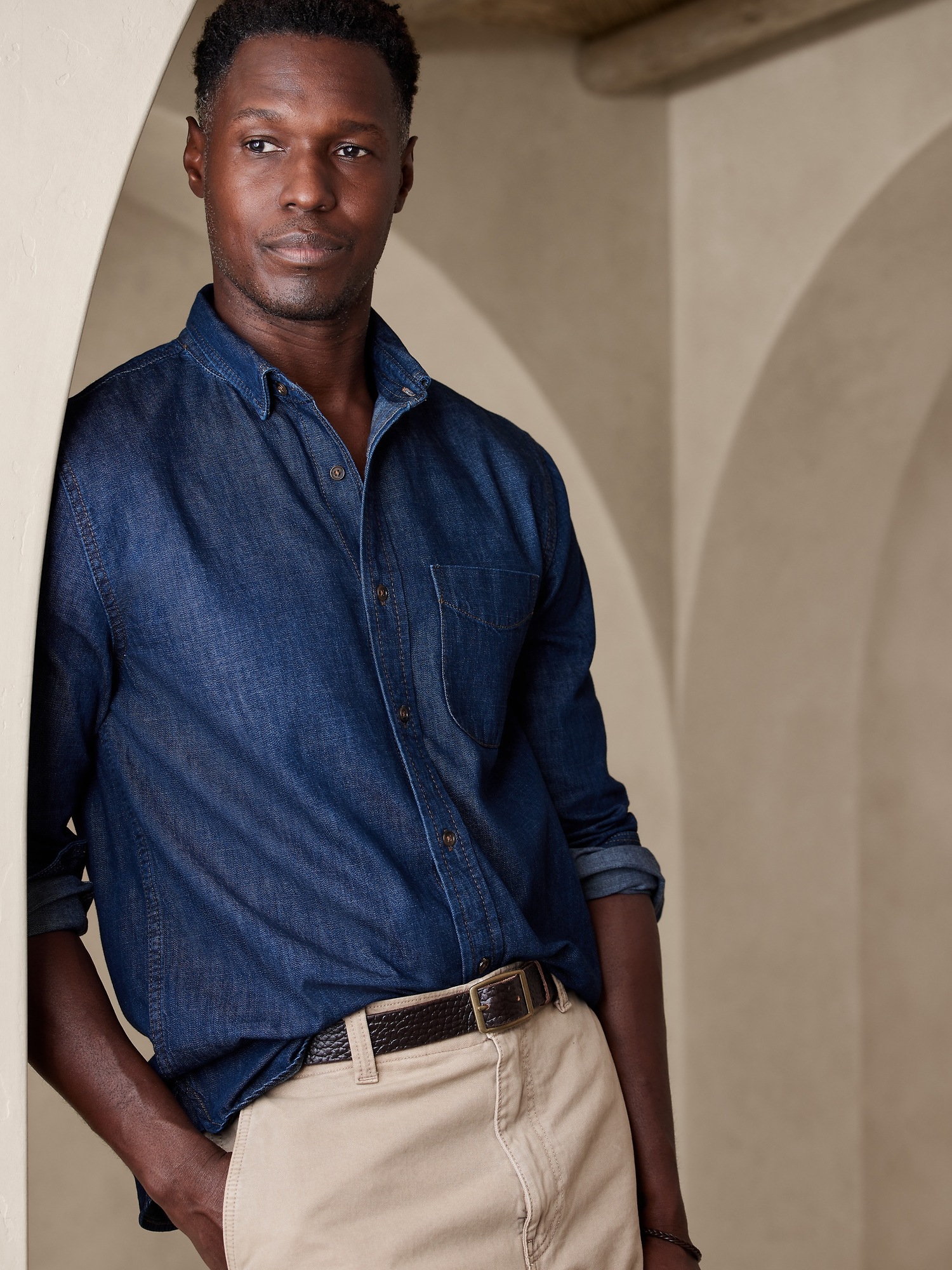 Banana Republic Factory - Meet our new blues, starting with the Indigo Shirt  in 100% cotton. https://bit.ly/3Qqp5VN | Facebook