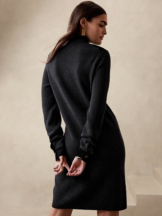 Image number 2 showing, Merino + Suede Sweater Dress