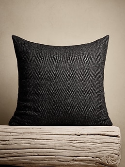 Accent Pillow-Herringbone & Leather Band 13X20