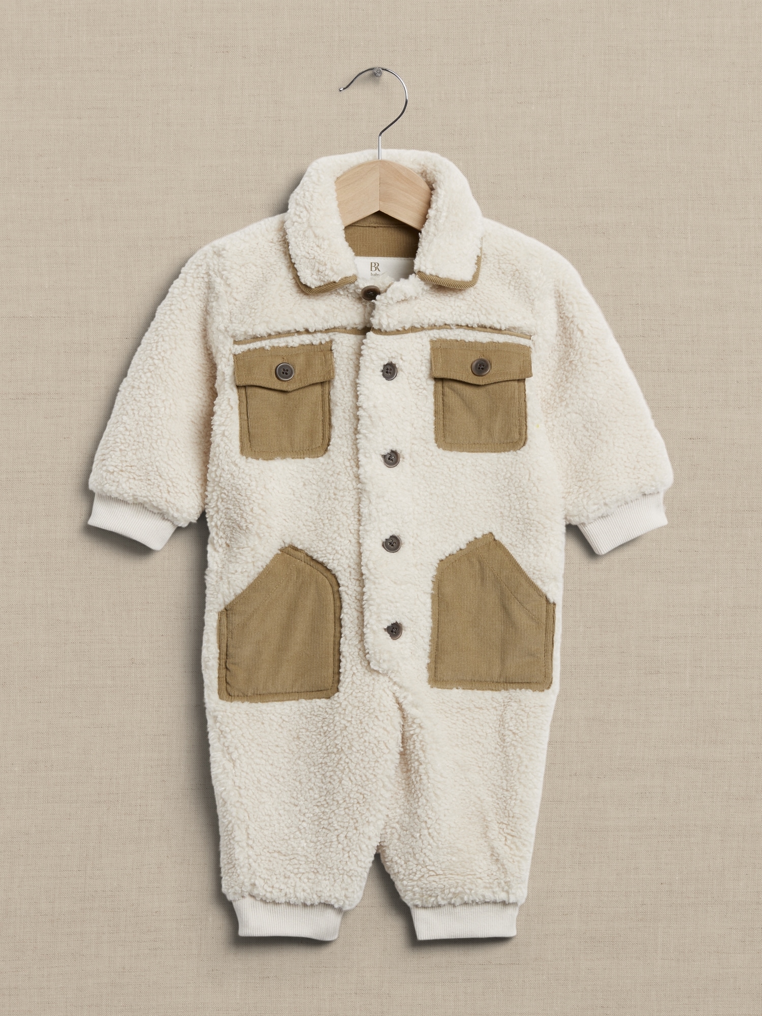 Banana Republic Sherpa One-Piece for Baby white. 1
