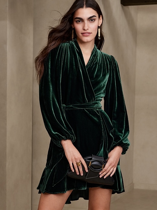 Image number 1 showing, Aida Velvet Wrap Dress