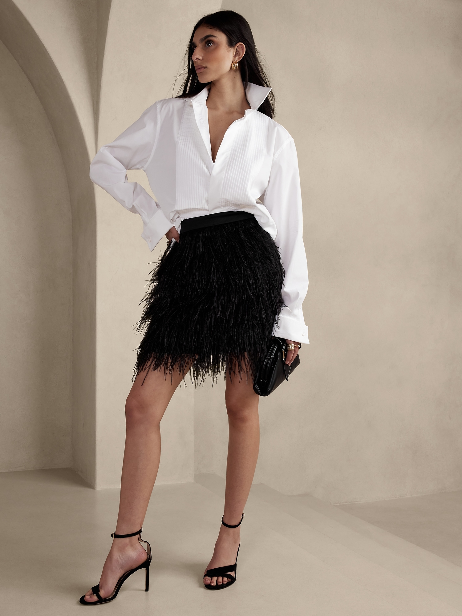 Luna Ostrich Feather Mini Skirt