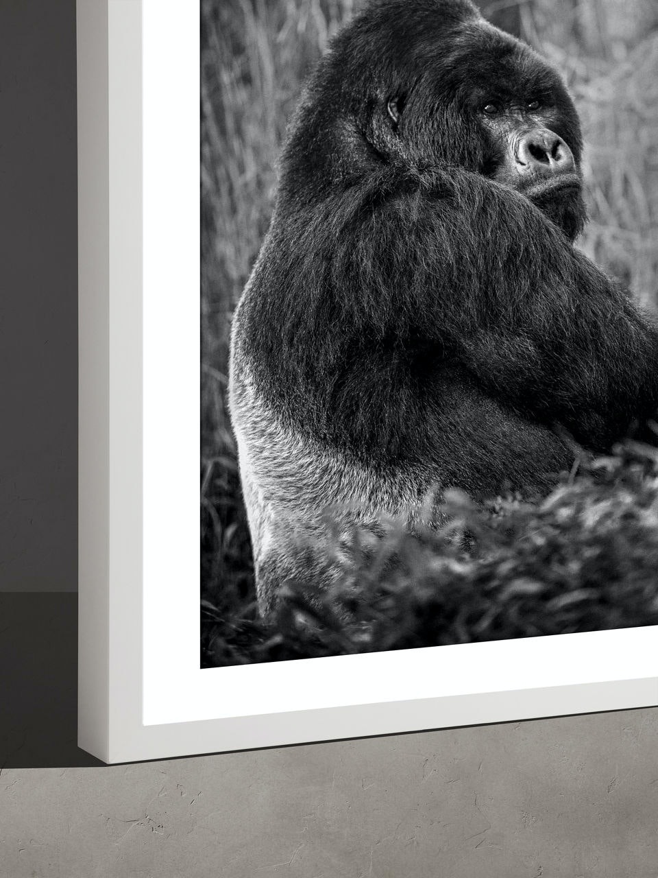 Silverback Gorilla (black + white) Bath Mat by Kathryn P