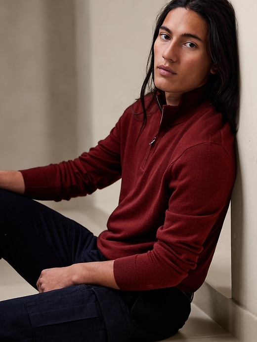 Image number 1 showing, Franco Merino Half-Zip Sweater