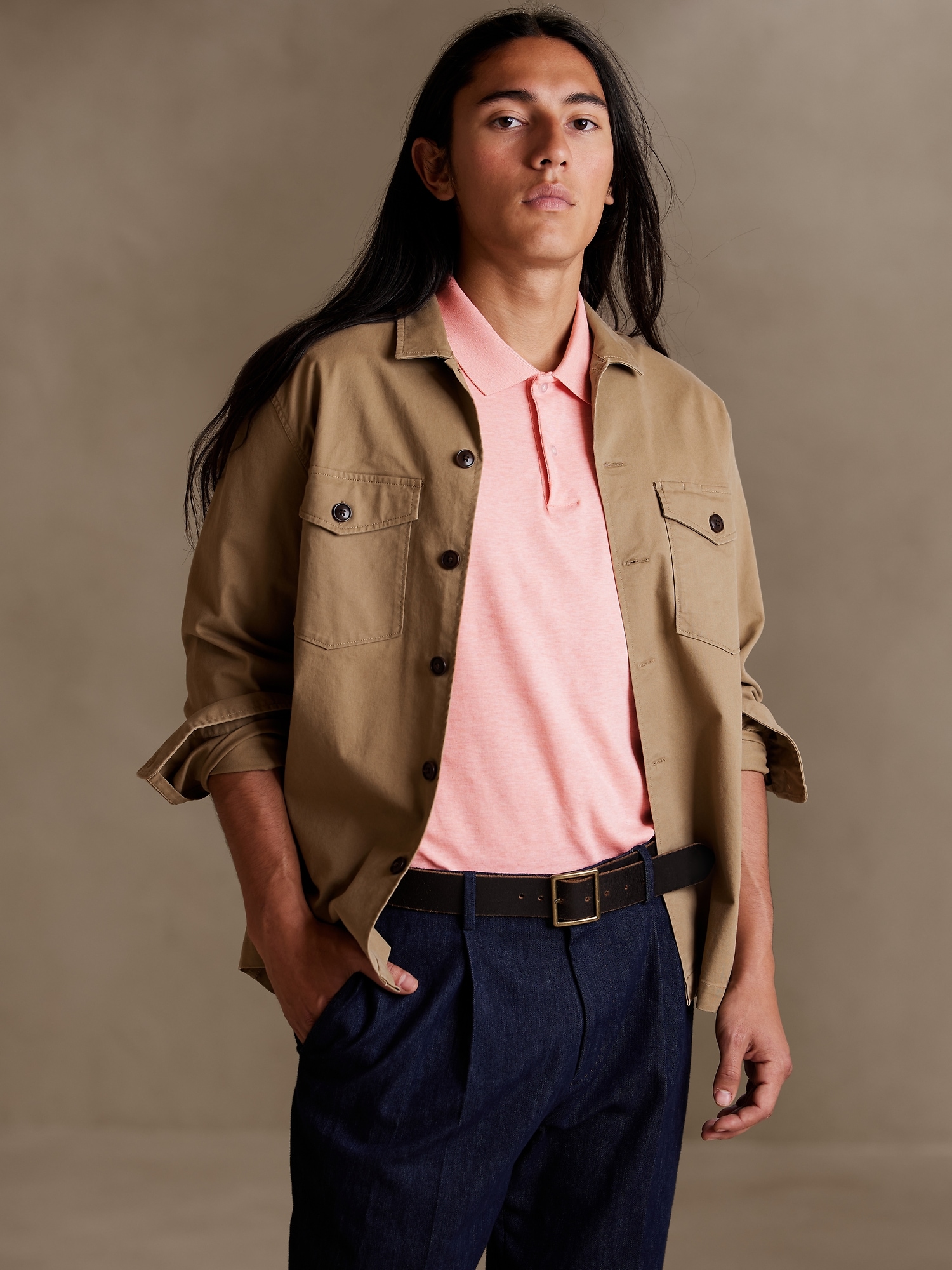 Banana Republic Luxury-Touch Performance Polo pink. 1