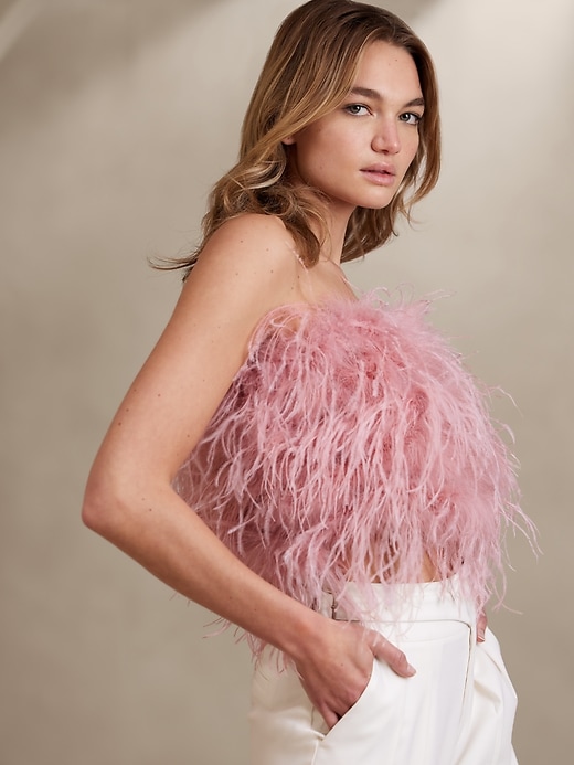 Image number 1 showing, Luna Ostrich Feather Top
