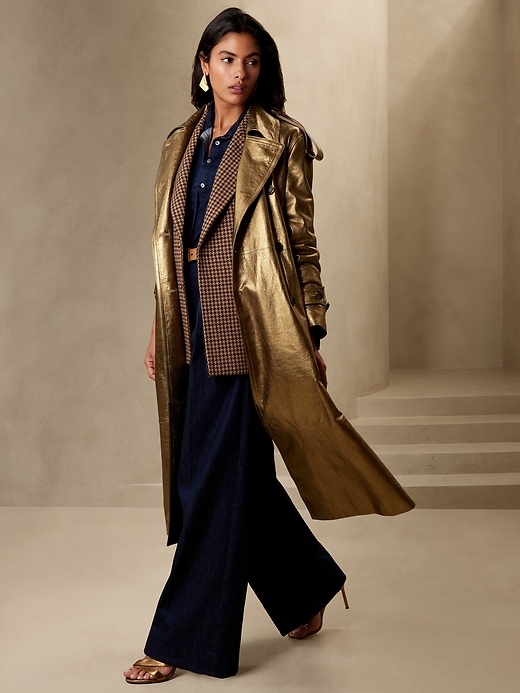 Image number 1 showing, Luce Leather Trench Coat
