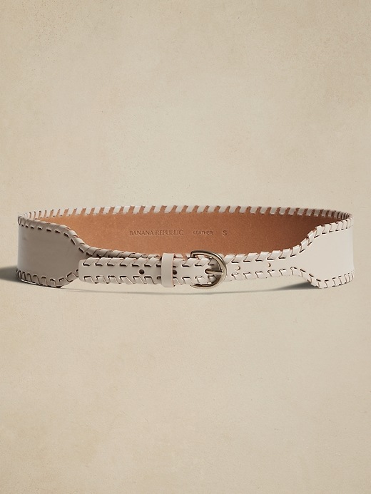Banana Republic White Leather Whipstitch Belt Banana Republic Leather White Belts for Women for sale | eBay main image 3