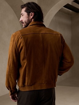 Vintage 90s Banana Republic Camel Brown Suede Leather Jacket
