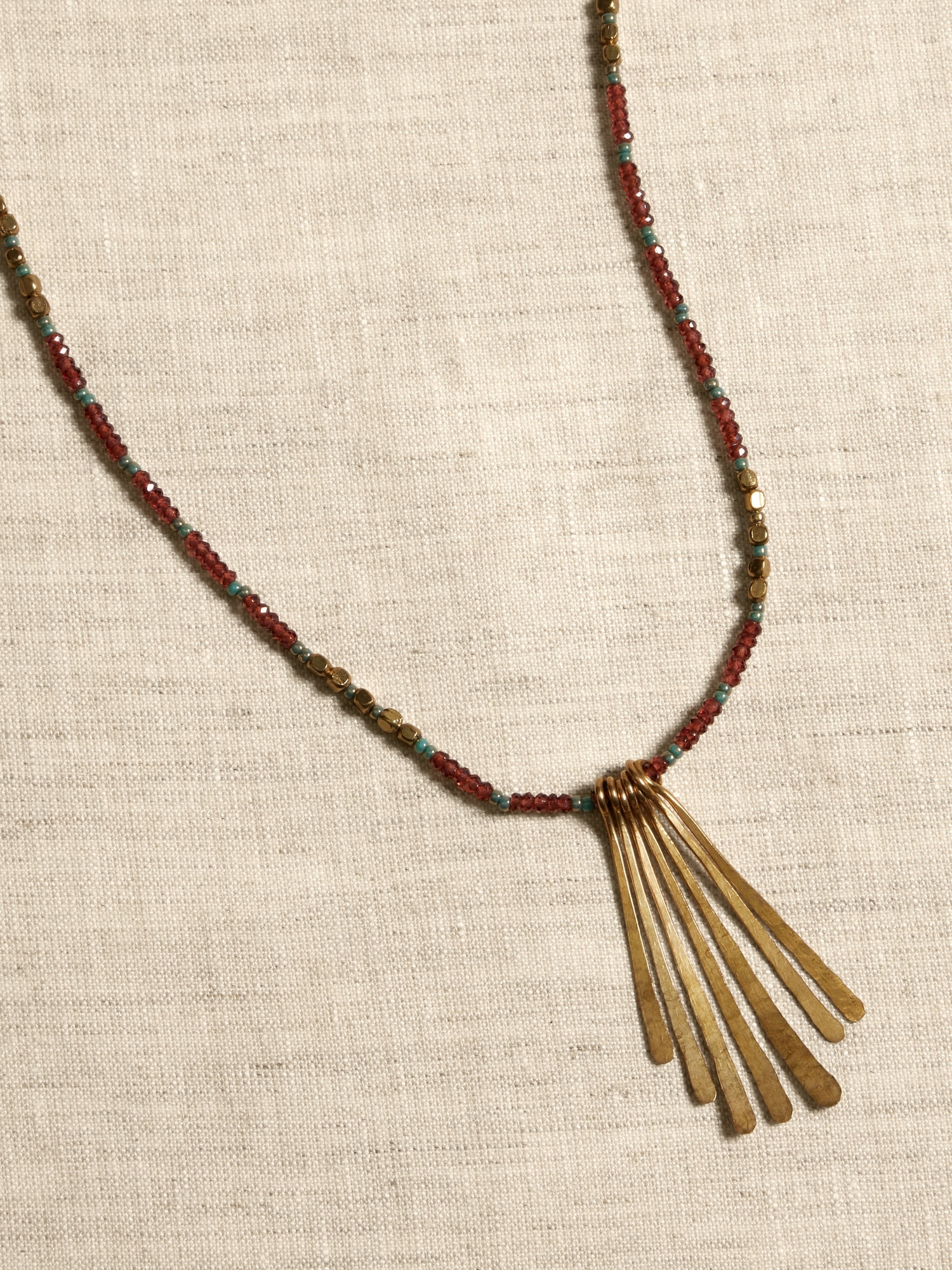 Banana Republic Desert Sunset Feather & Bead Necklace &#124 Aureus + Argent red. 1
