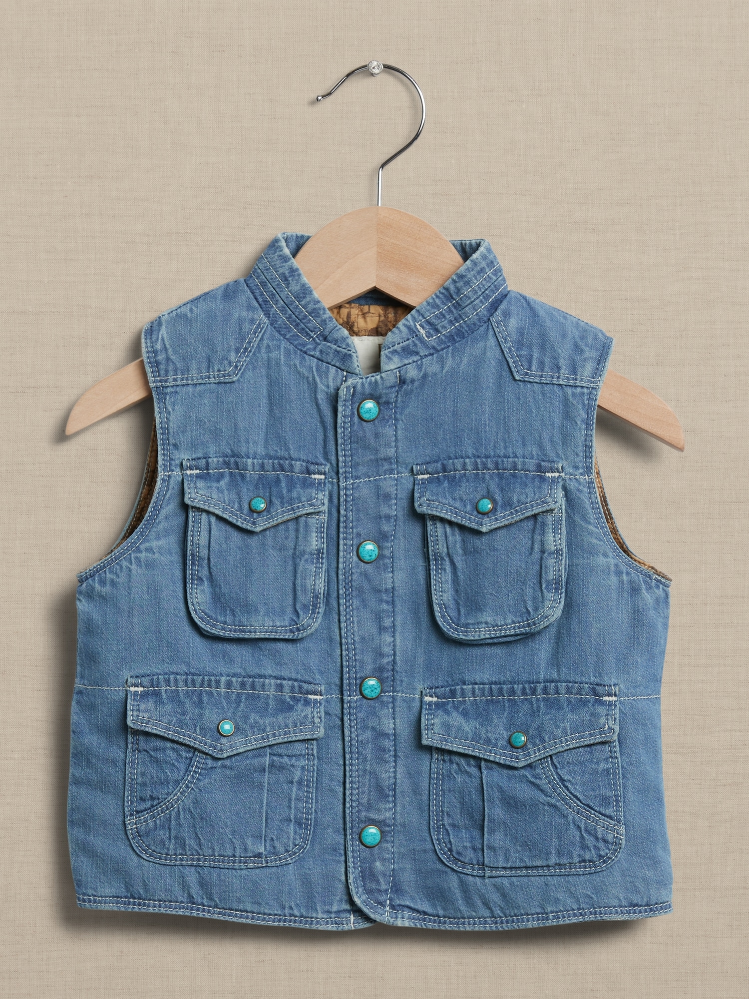 Banana Republic Chambray Western Vest for Baby blue. 1