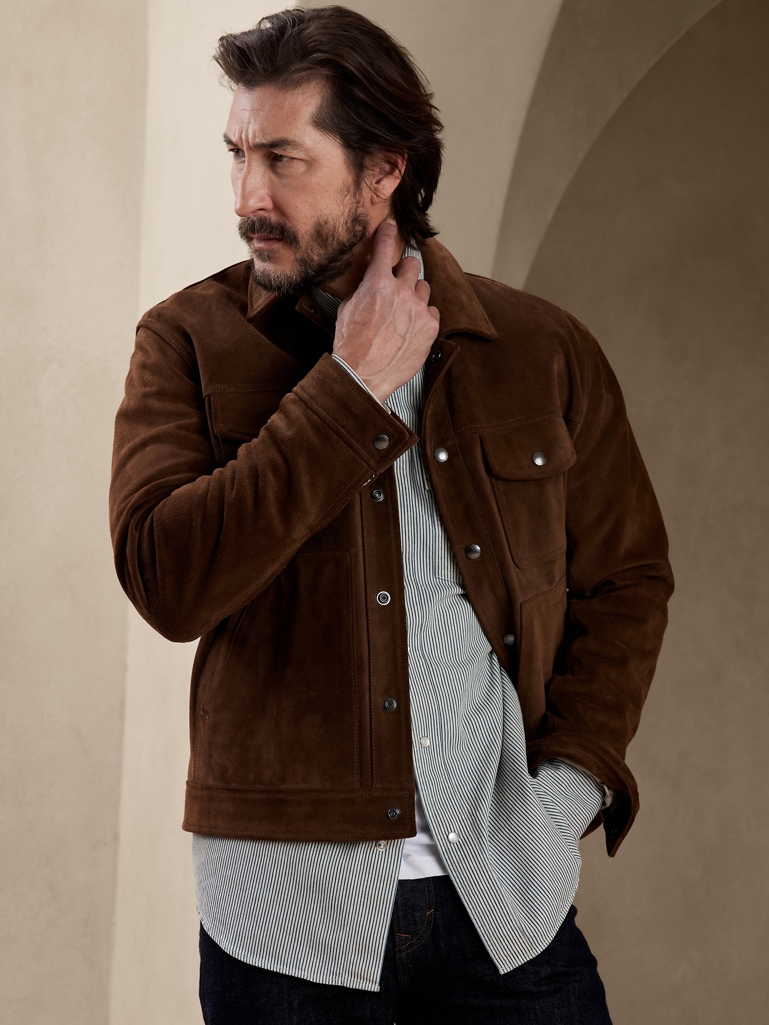 トップス BananaRepublic WesternShirt OmbreCheck L Oversized Long-Sleeve Popover Tunic | Banana Republic