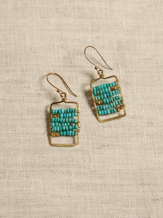Turquoise Bead Abacus Earrings by Aureus + Argent | Banana