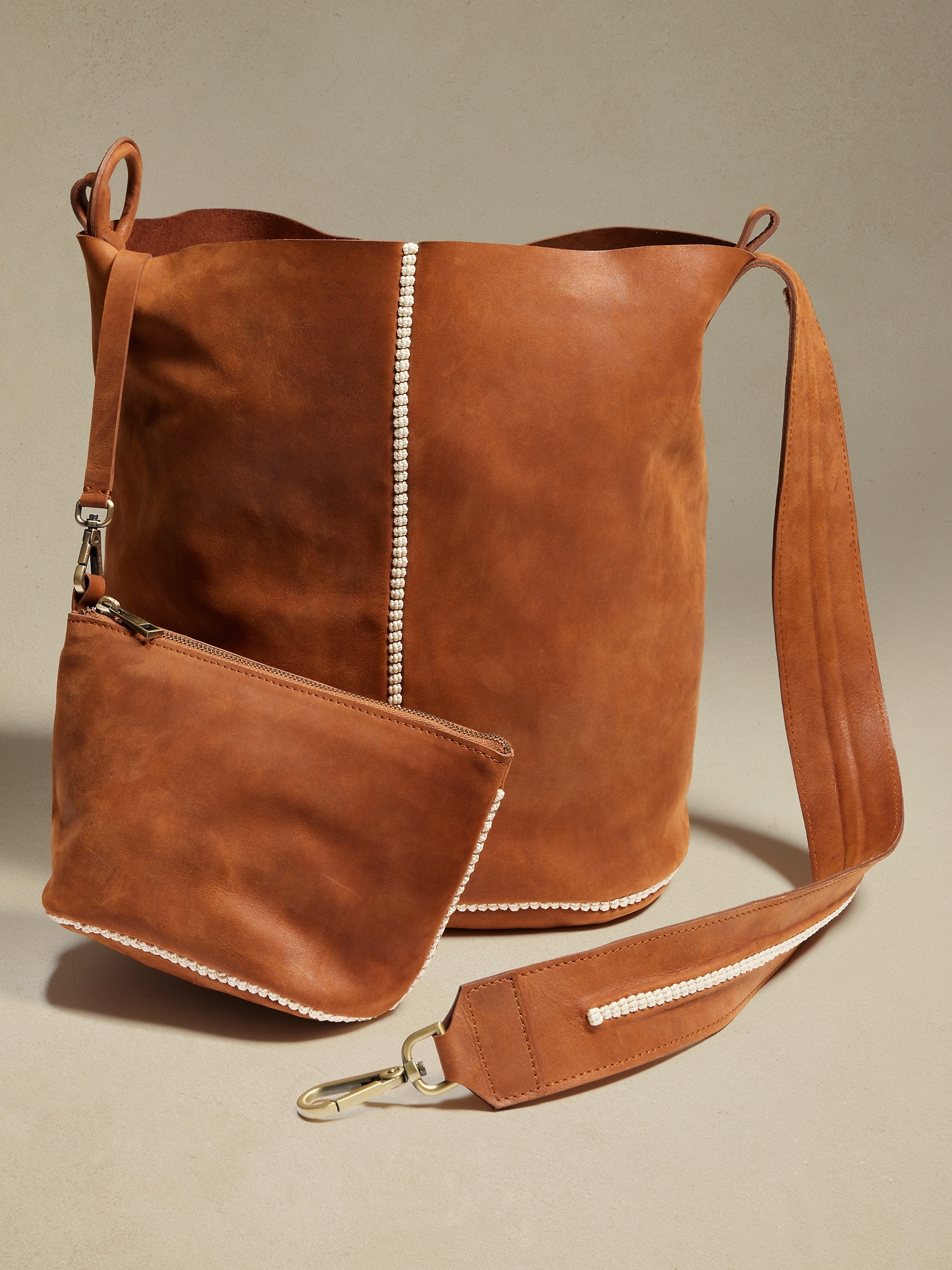 Mini straw bag with leather with Cognac Straps by Marrakech