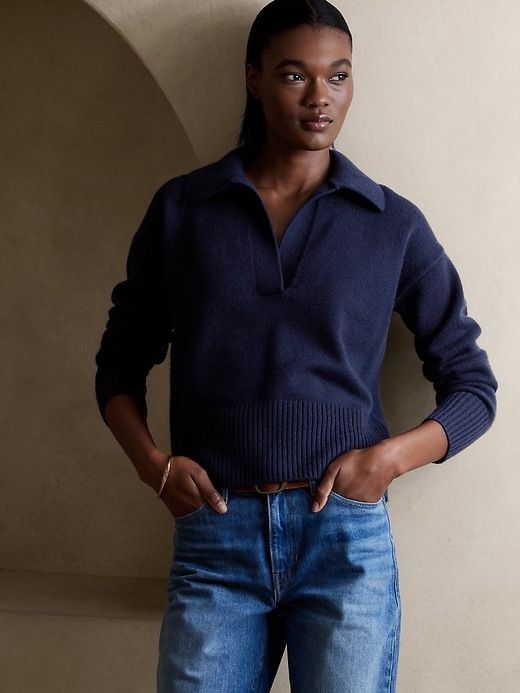 Banana Republic Luna Cashmere Sweater Polo. 5 Banana Republic Luna Cashmere Sweater Polo. 5