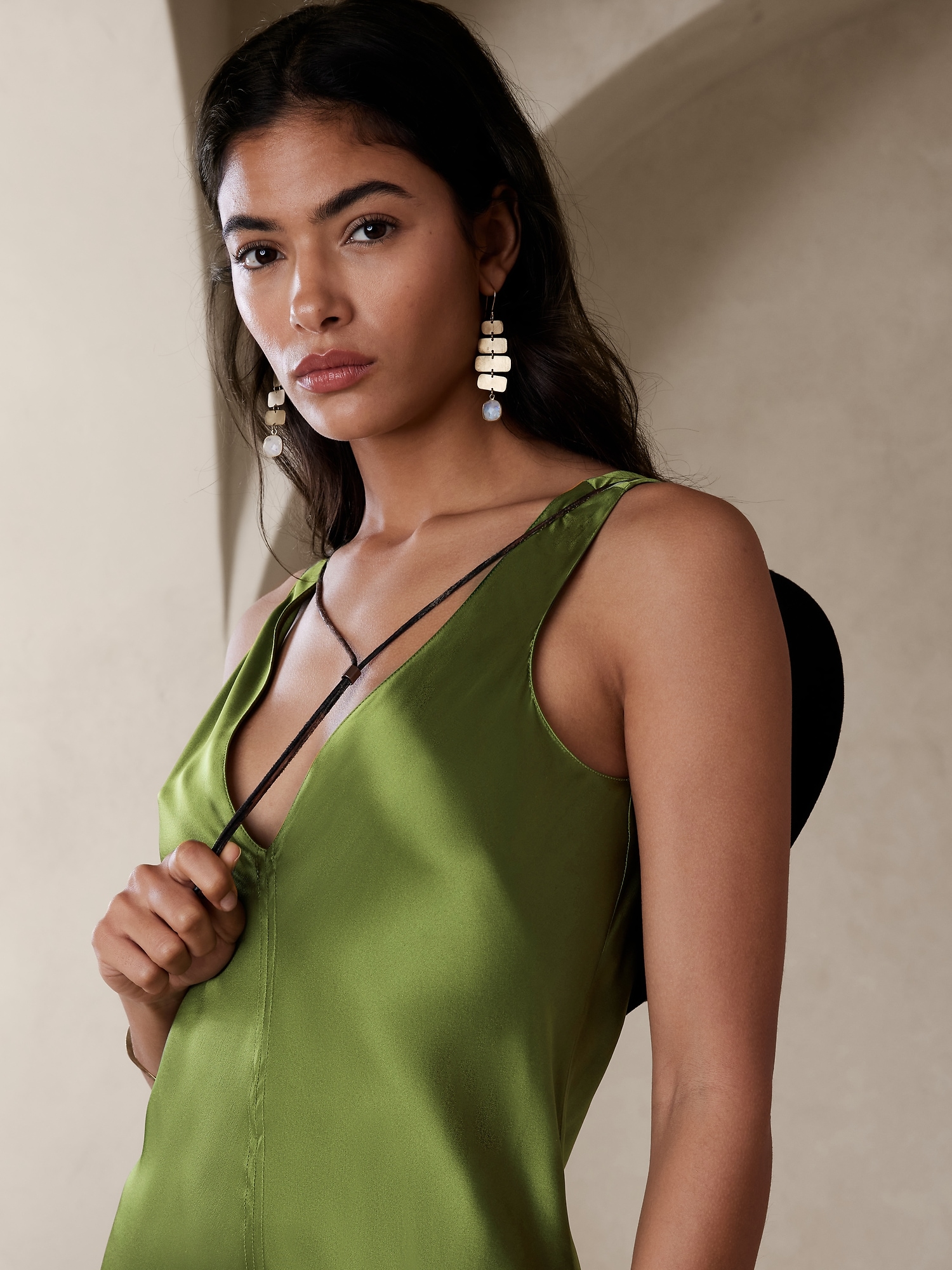 Banana republic store green silk dress