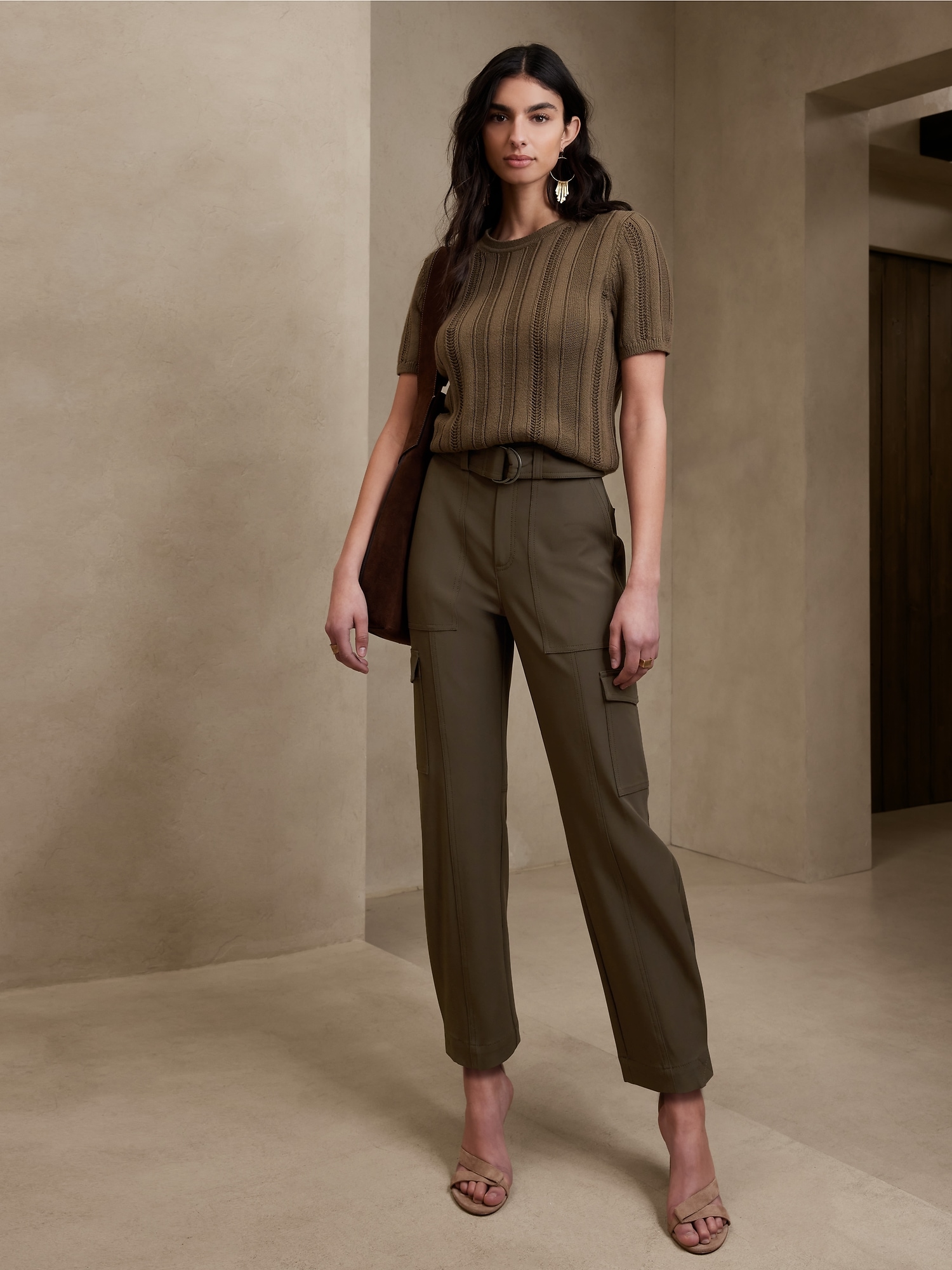 Asos Design Petite Tapered Leather Look Trousers from ASOS on 21 Buttons