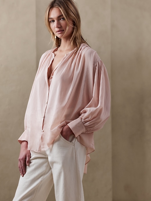 Banana-tree-print silk shirt main image 1
