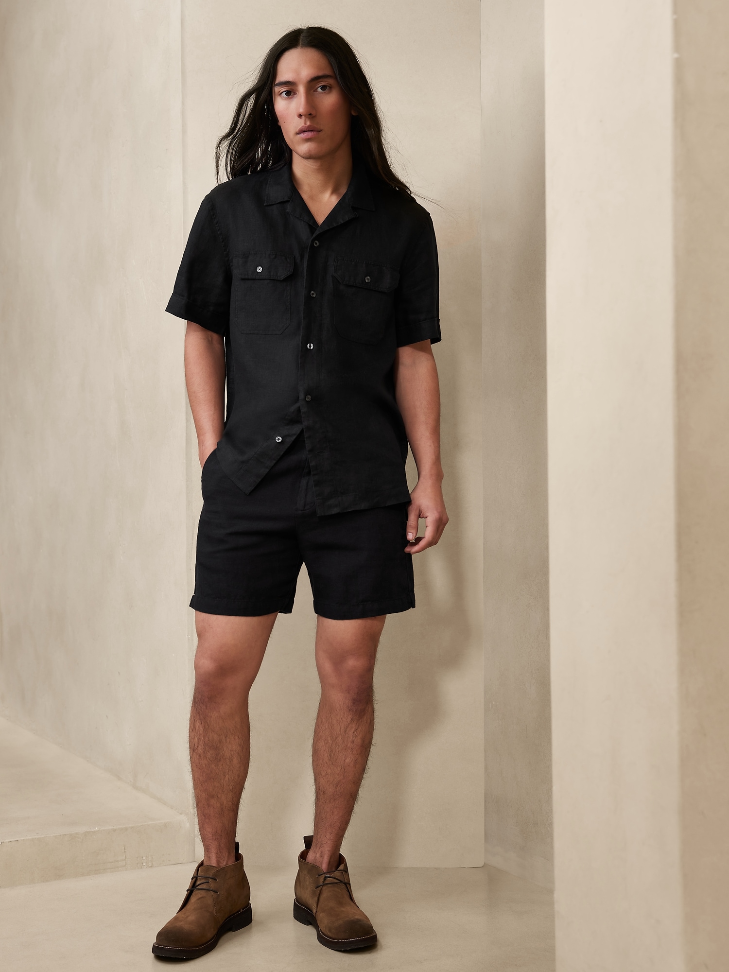 Banana Republic Lino 7" Linen Short black. 1