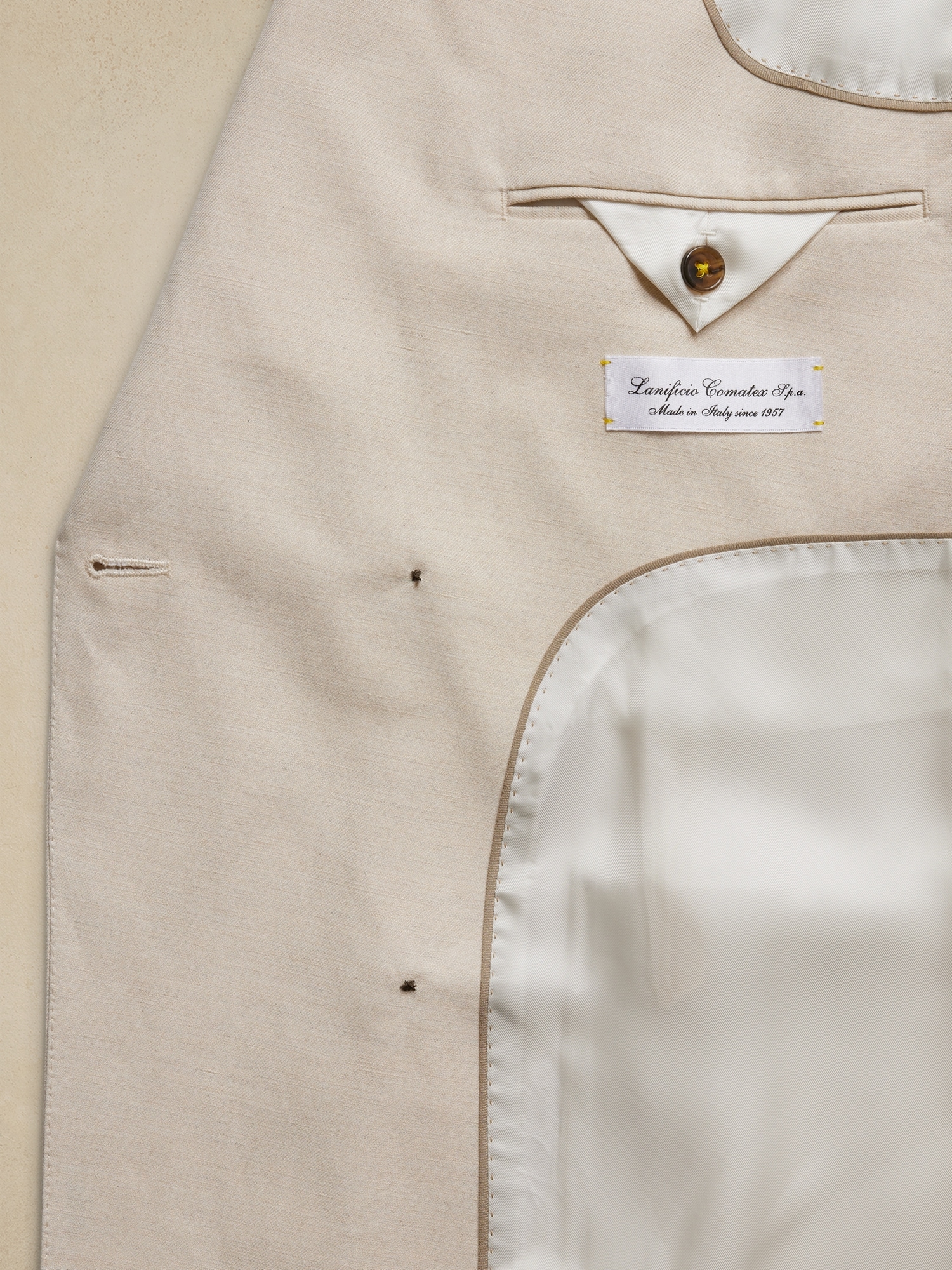 BR Monogram Navy Wool Silk Linen Suit Jacket, Banana Republic