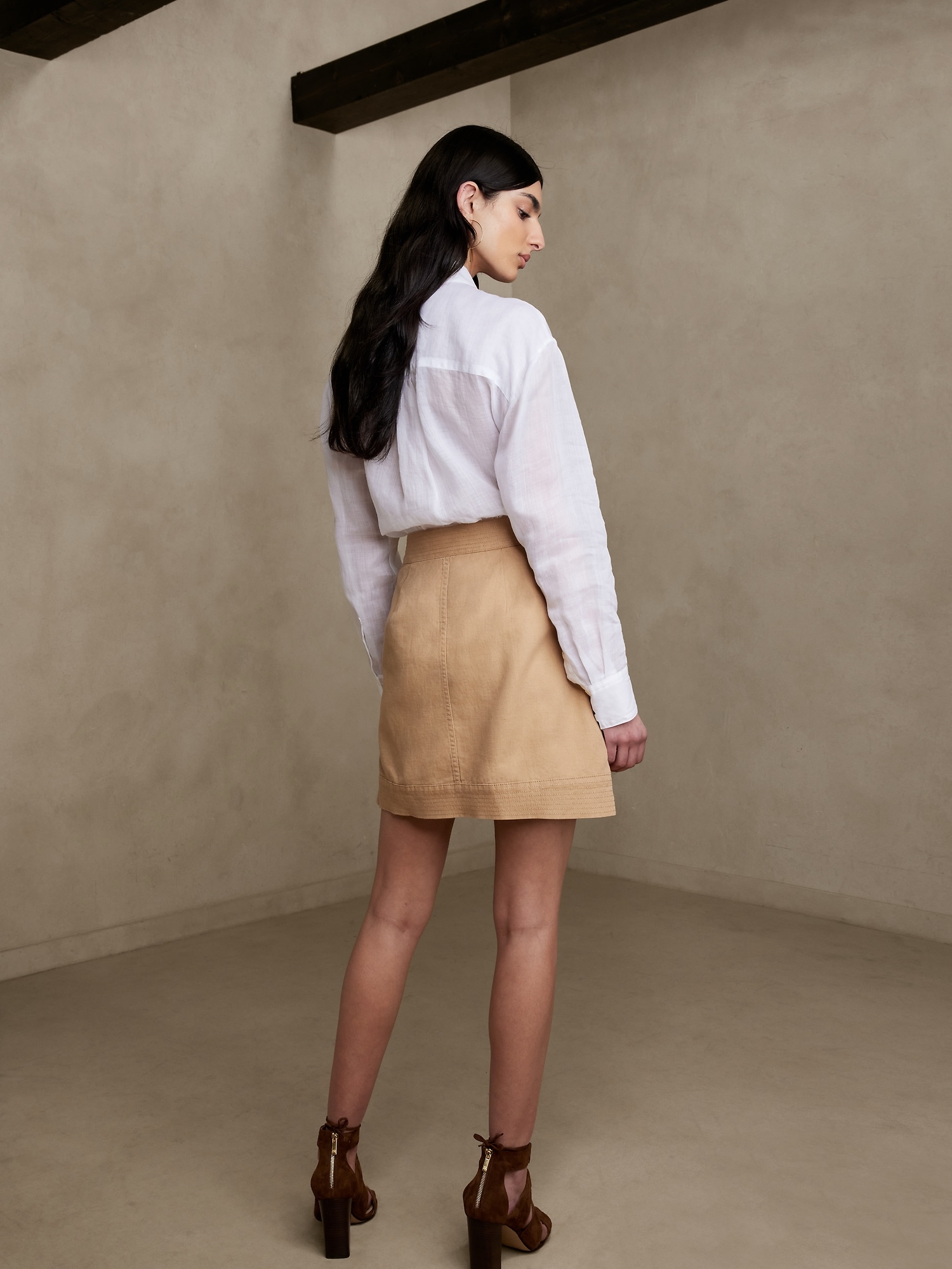 Tessa Cotton-Linen Mini Skirt Republic Banana 