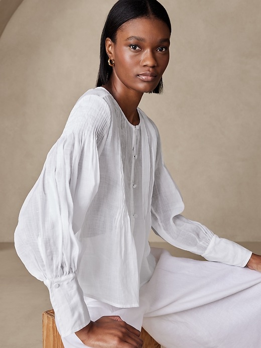Ramie Pintuck Blouse | Banana Republic