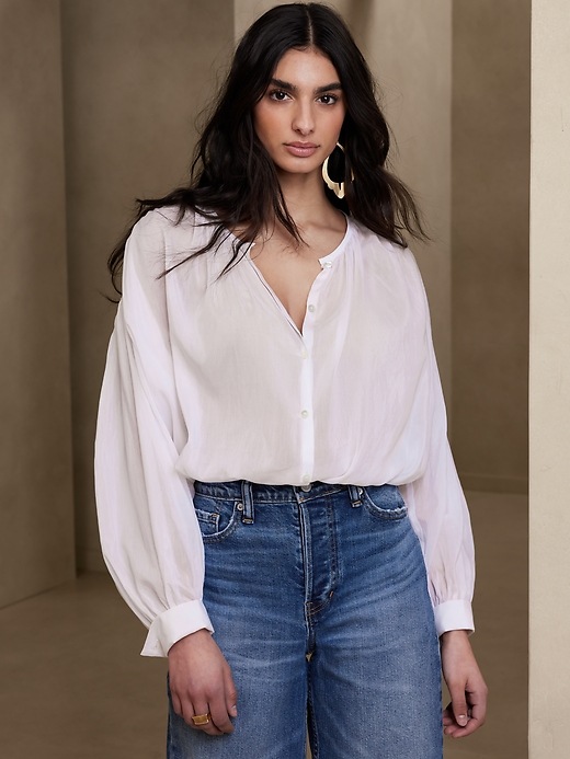 Haut En Soie Banana Republic Collection Patrimoine - Taille M - Occasion Bon état
