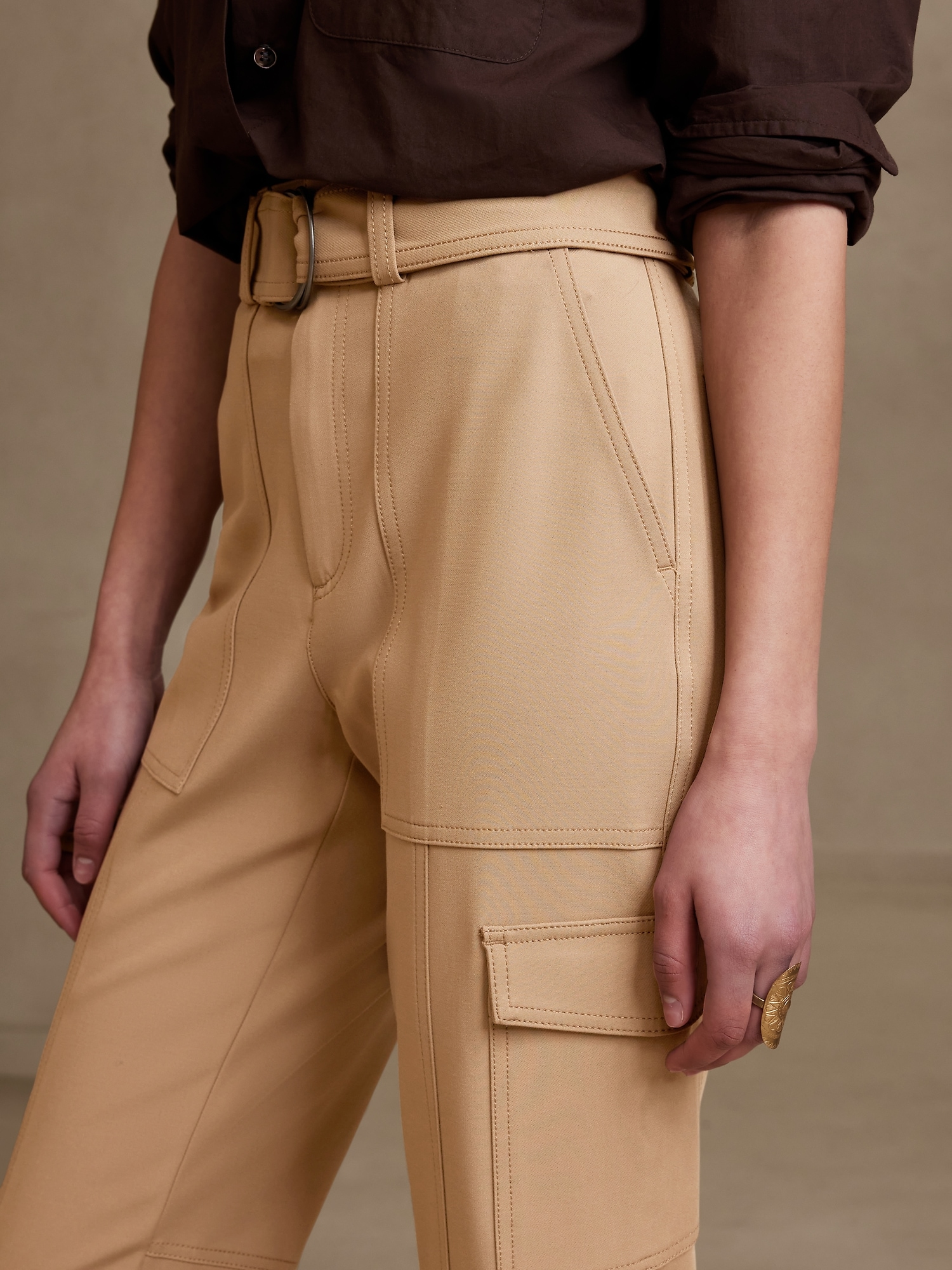 SKINNY FIT CARGO TROUSERS IN STRETCH COTTON WITH ELASTICATED CUFFS