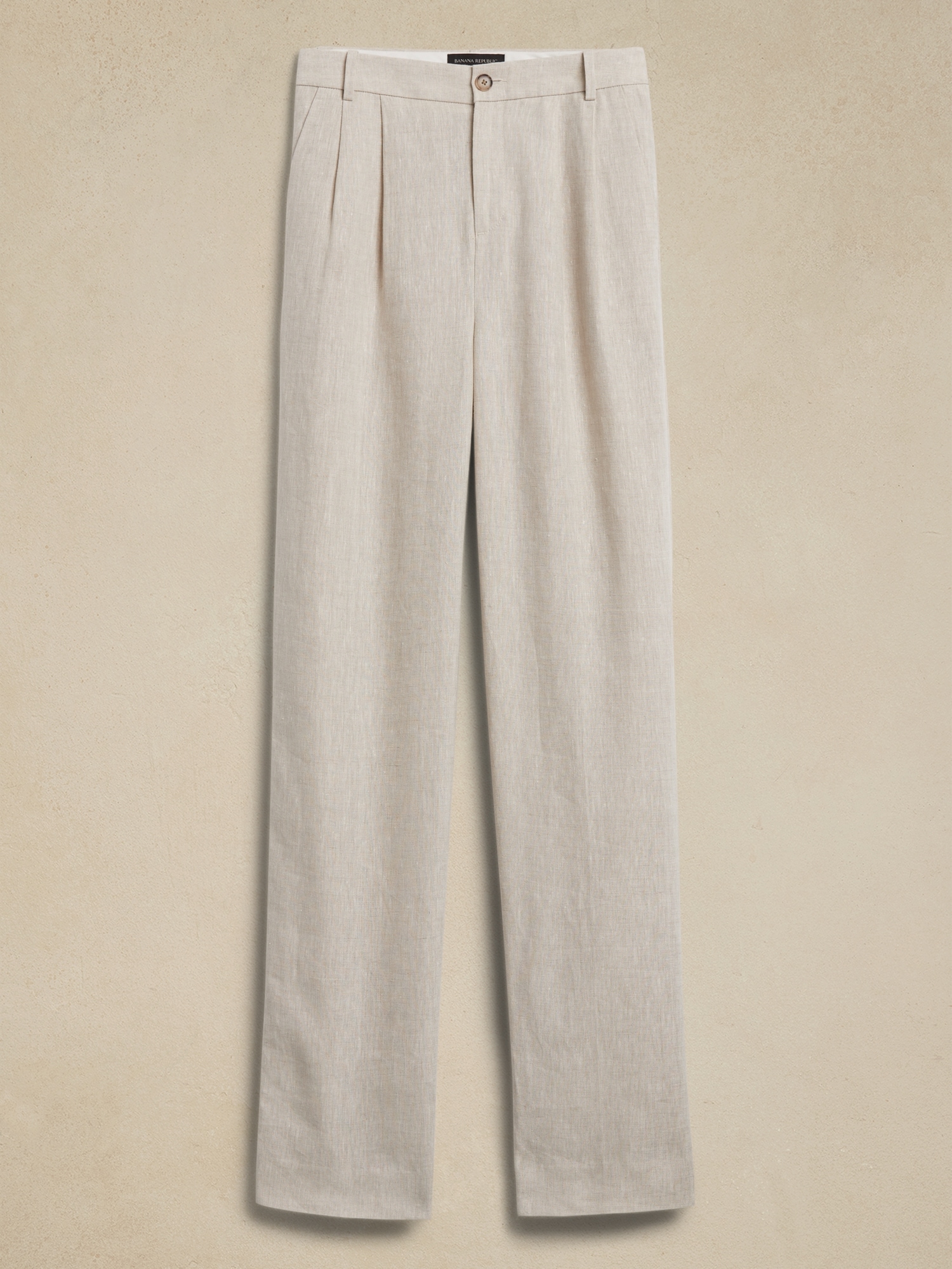 Larissa Trousers - Linen Look Mid Waisted Relaxed Straight Leg Trousers in  Mushroom | Showpo USA