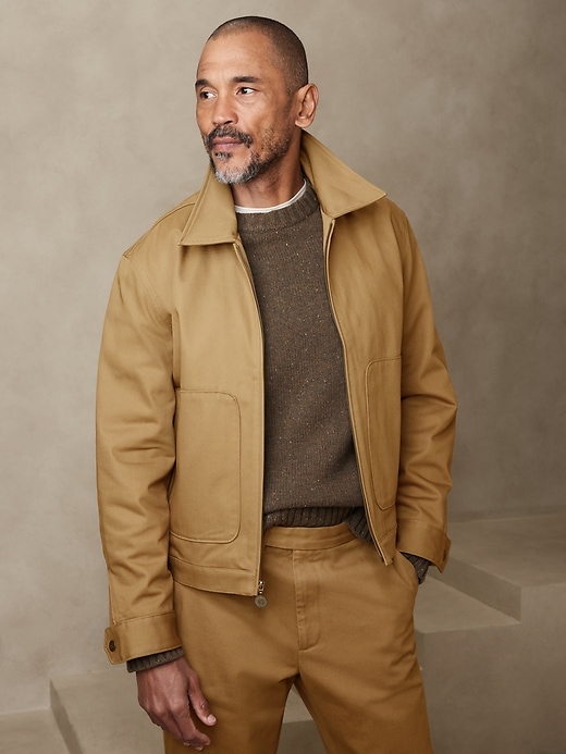 【BAON】Harperson Collar Cotton Jacket Harrington Cotton Jacket | Banana Republic