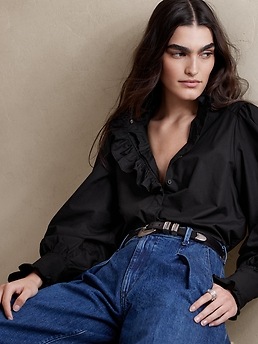 banana republic ruffle sleeve top