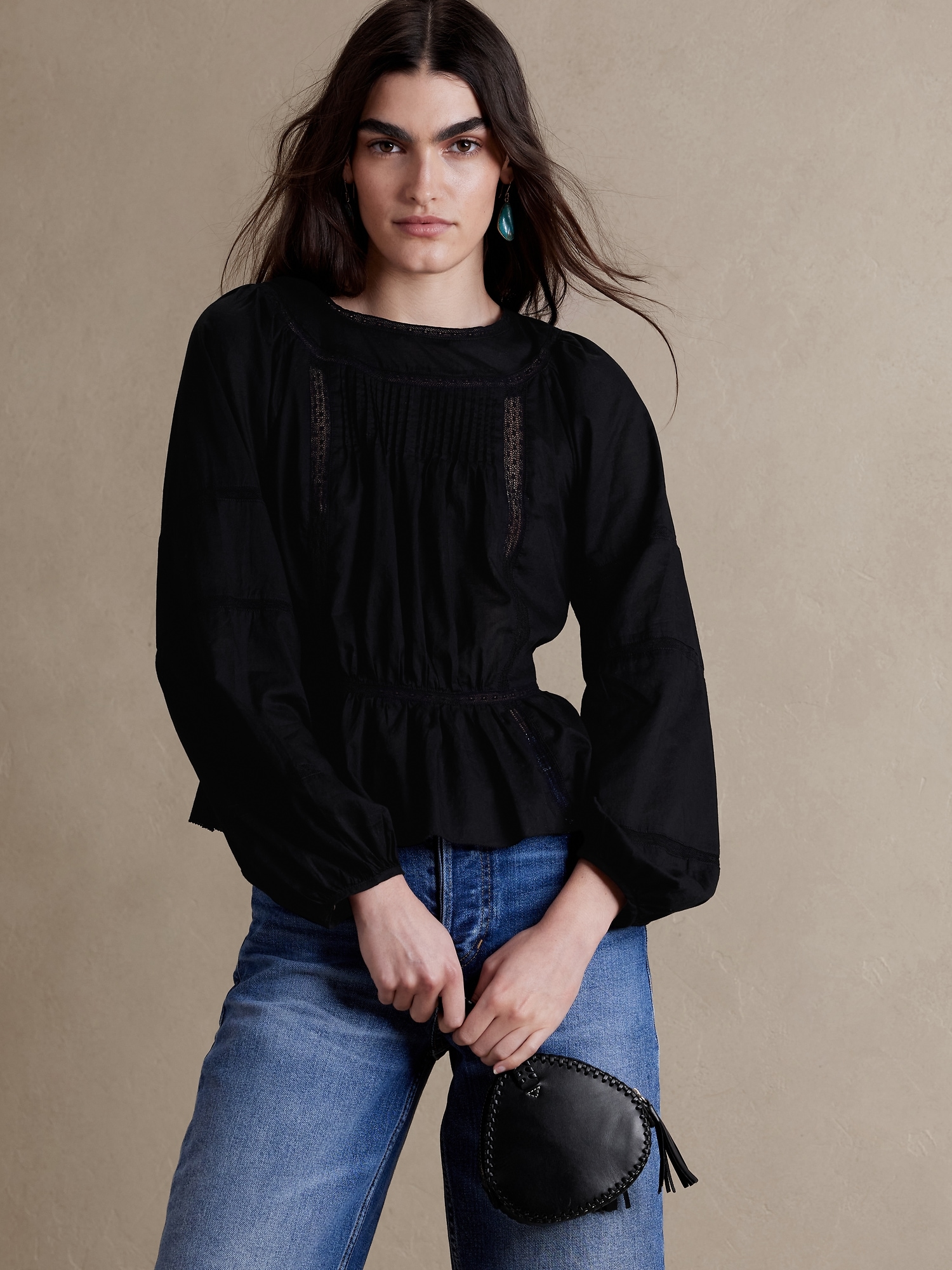 Banana Republic Nellie Cotton Blouse black. 1