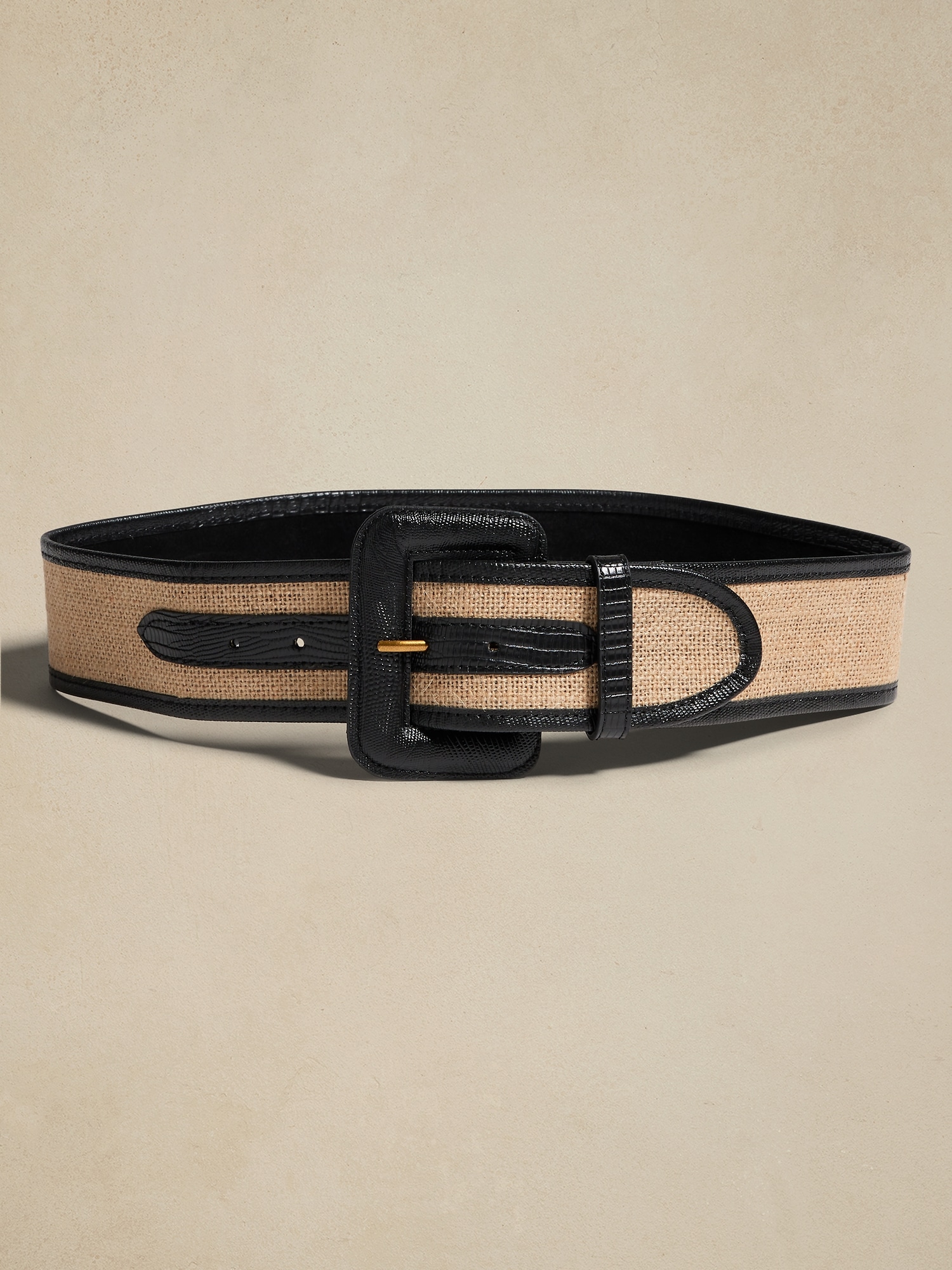 Banana Republic Heritage Linen & Leather Belt black. 1