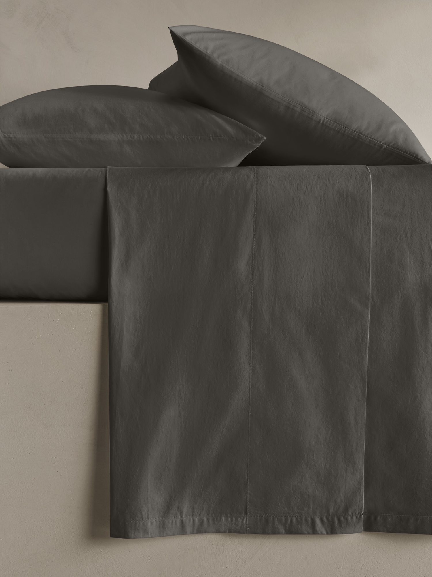 Image number 1 showing, Washed Cotton Percale Flat Sheet