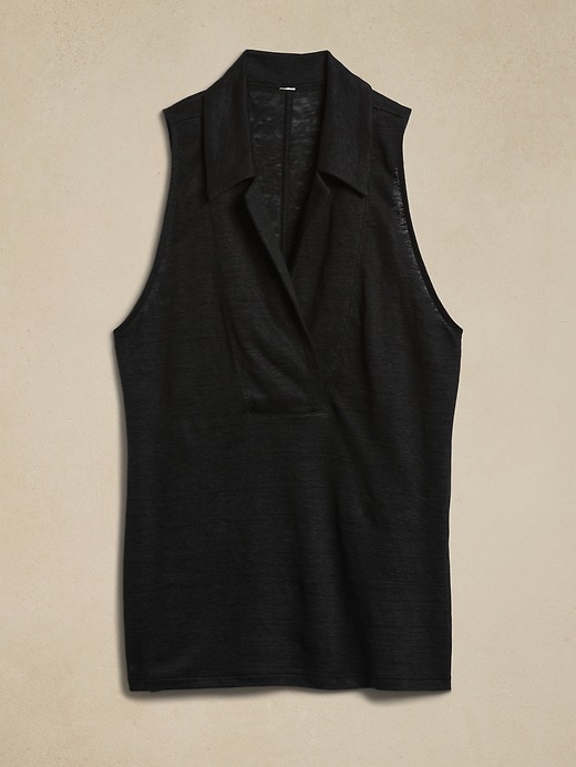 Linen Sleeveless Polo