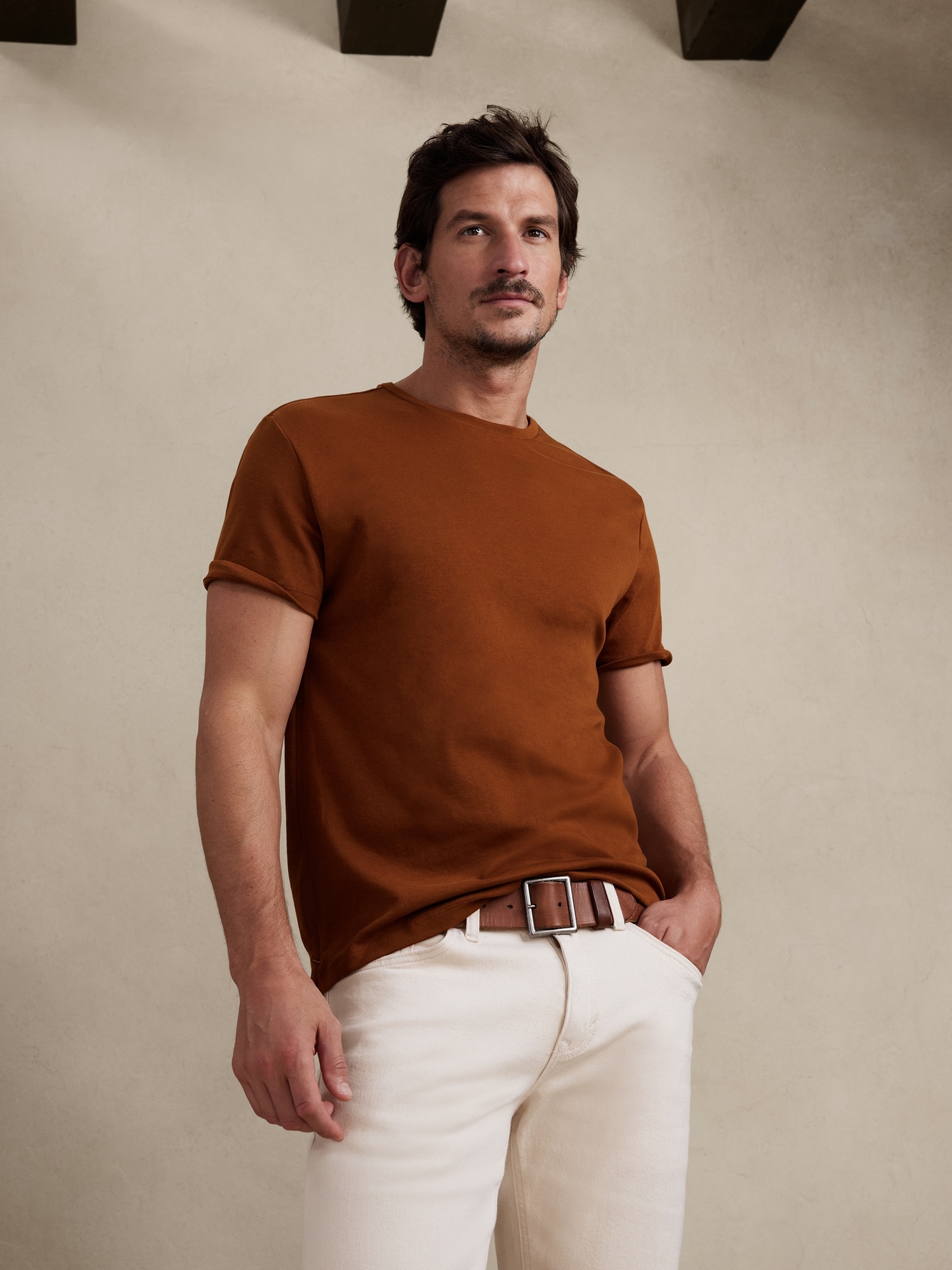 Banana Republic Luxury-Touch Performance T-Shirt brown. 1