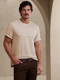 Linen Crew-Neck T-Shirt | Banana Republic