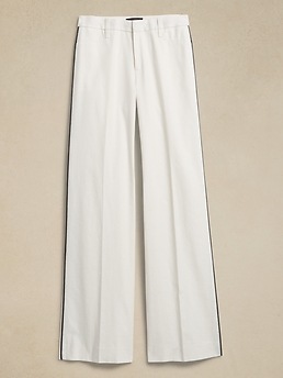 Banana Republic Alva Wide-Leg Cotton-Linen Pant white - 580620002