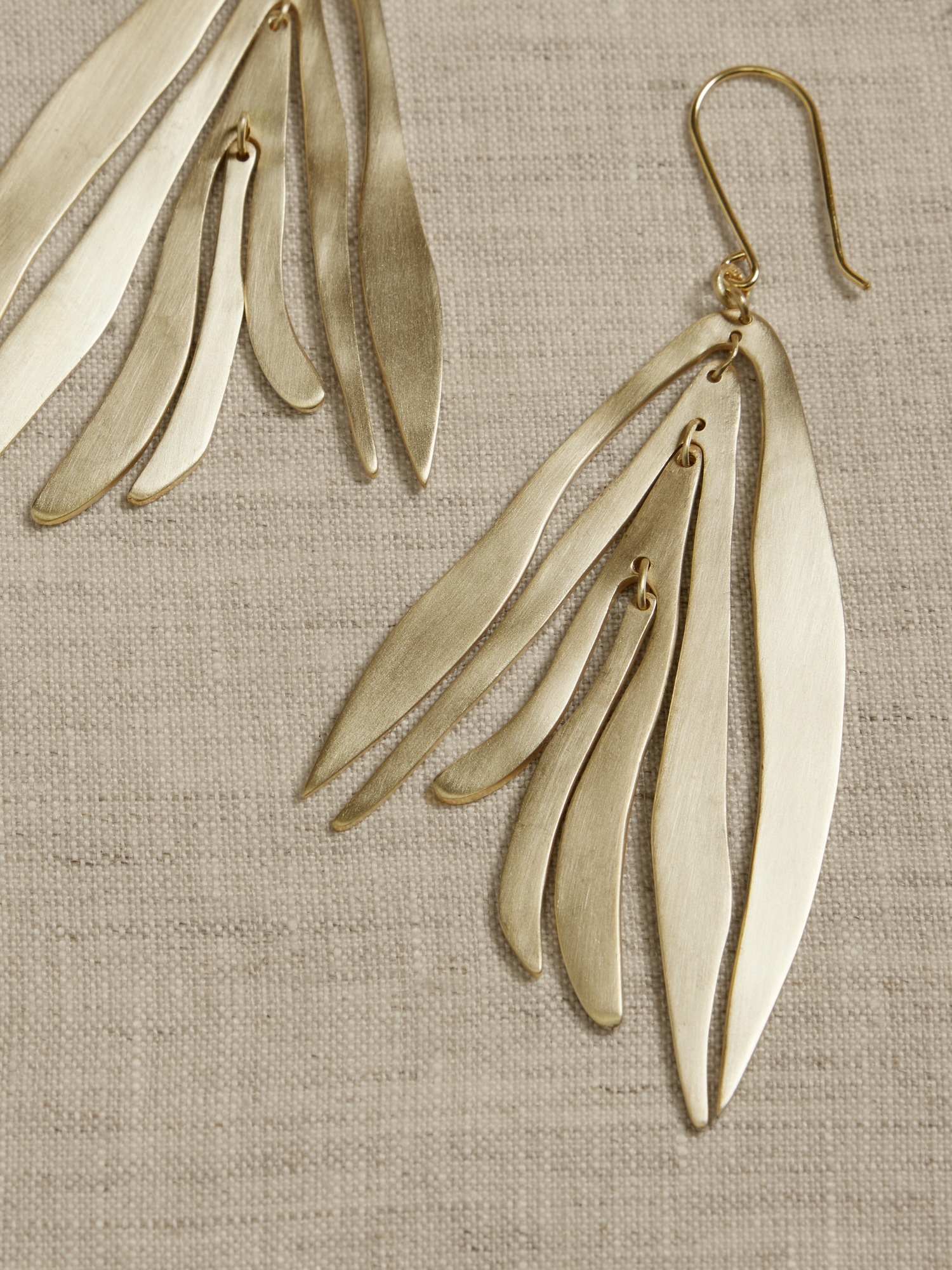 thumbnail image 2 of Handmade Gold Colour Leaf Dangly Earrings – Crystal Drop Earrings New 2 of 6