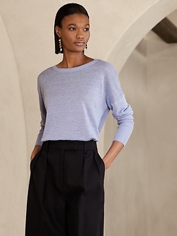 Cait Linen-Blend Long-Sleeve Sweater | Banana Republic